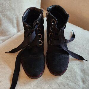 Zadig & Voltaire Black Suede Low Combat-Style Boots - EUC